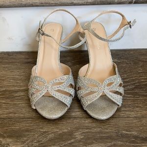 City Classified Rhinestone Strappy Heels in Silver
